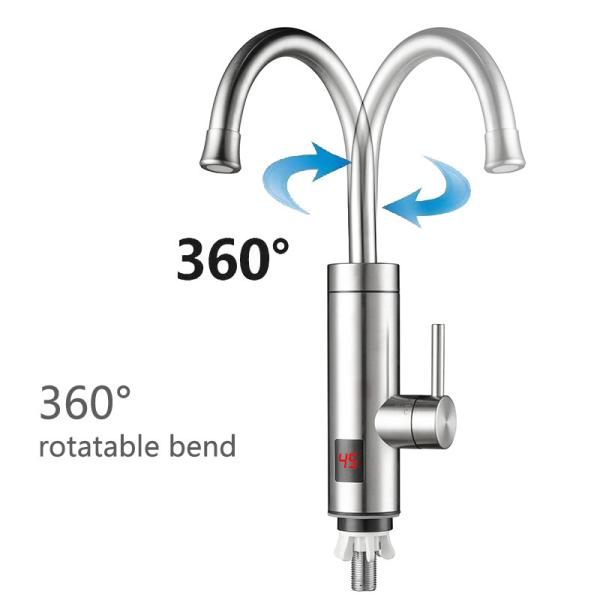 Kitchen Instant Electric Hot Water Faucet With LED Temperature Display 304 Stainless Steel
