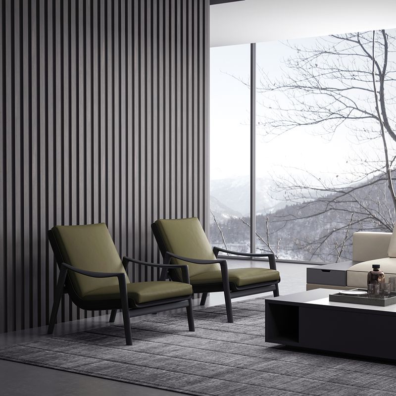 Multi Purpose Solid Wood Lounge Chair Leather Upholstery For Hotel