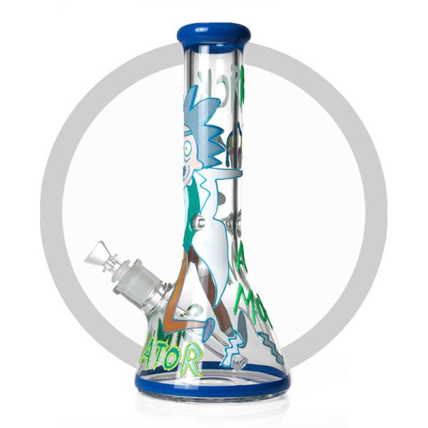 Luminous Rick And Morty Bong 7mm Thick Glass Water Bongs 13.5 Inches