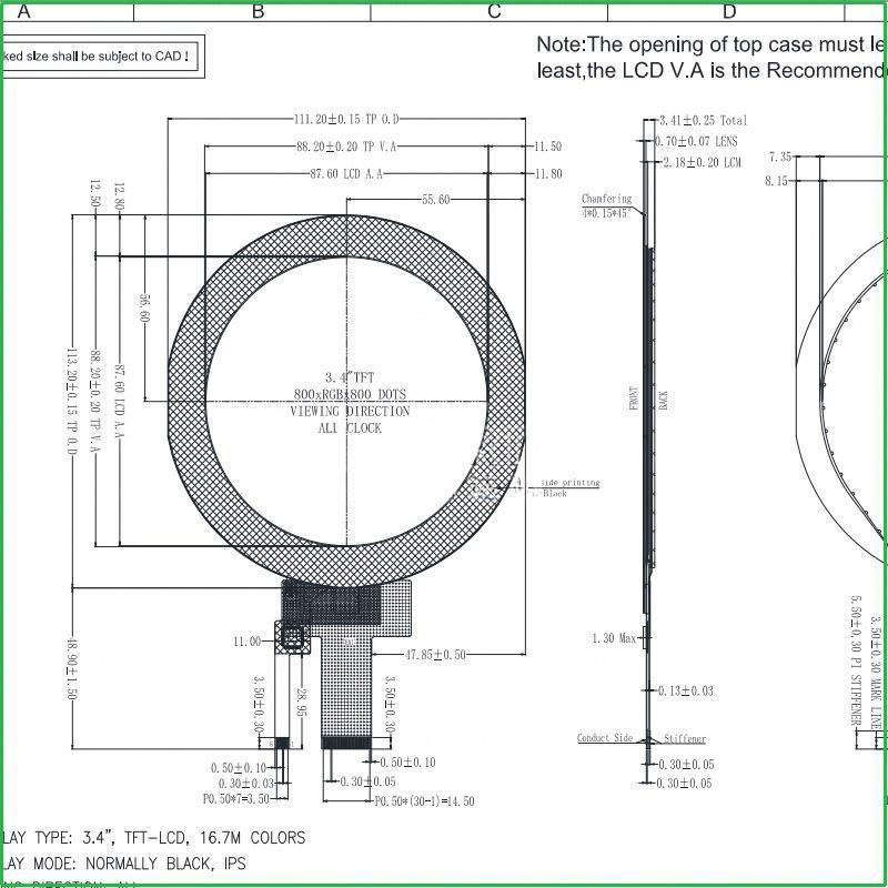 3.4-inch round 800×800 high contrast MIPI interface capacitive touch LCD module for industrial control