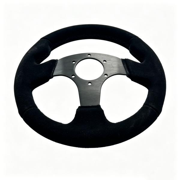 280mm Flat Bottom Lightweight Steering Wheel Black Suede For Drift & Racing Cars