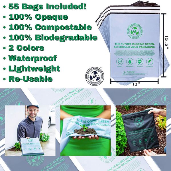 Cosmetic Compostable Ziplock Bags No PE Eco Friendly Mailing Bags