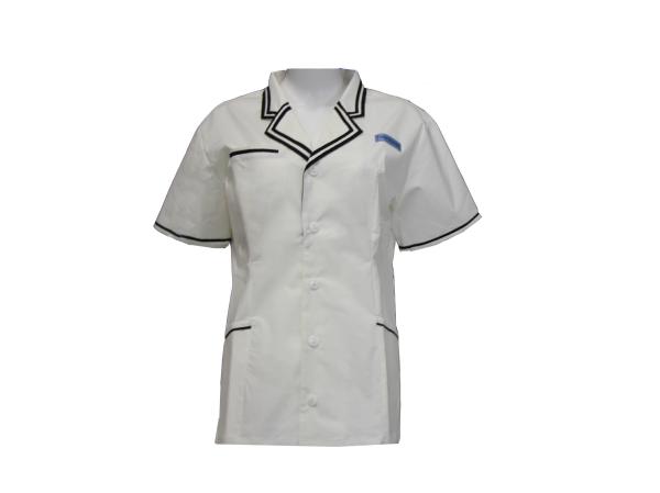 160 GSM T/C 42% 55% Spandex 3% Lapel White Medical Suit Antimicrobial Wrinkle-free