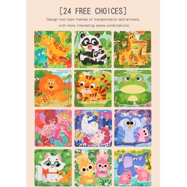 9pcs Toddler Great Gift Children Preschool Colorful Dinosaur Animals Wooden Jigsaw Puzzles