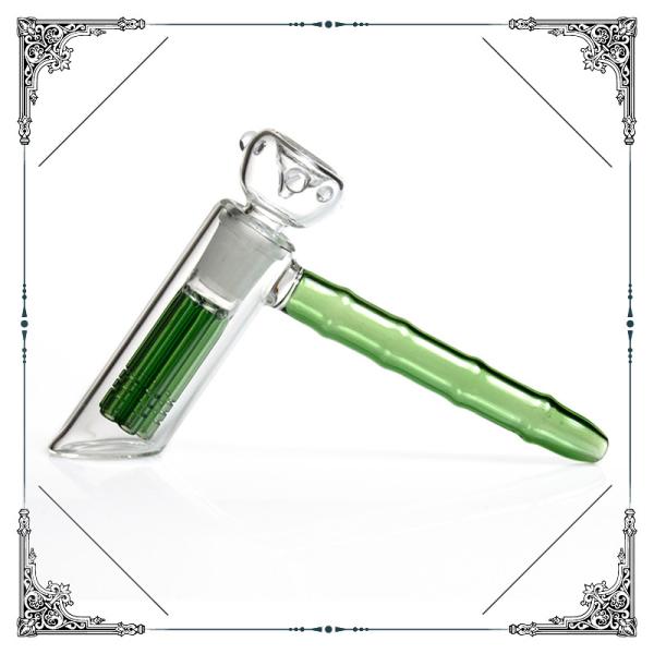 Hammer Glass Water Bubbler 6.7 Inches Length With Colored 6 Arms Tree Percolator