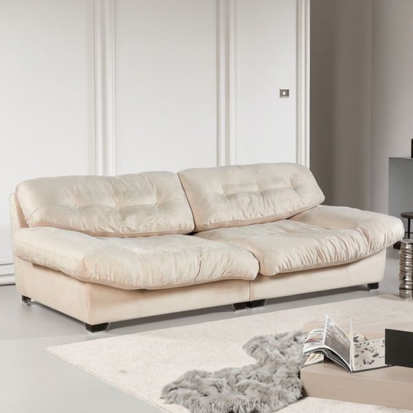 Customizable Luxury Cream Velvet 2-Seater Modular Sectional Sofa Set French White Nordic Design for Villas Living Room