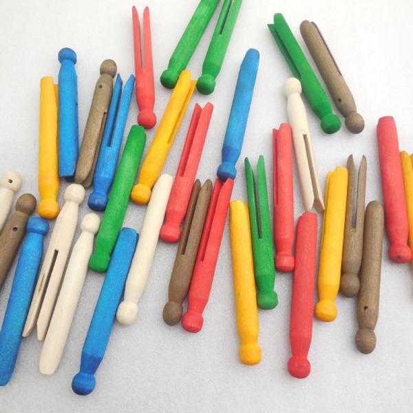 Rolos de ropa de madera redondos para artesanías y lavandería - Patrimonio tradicional a la antigua moda Dolly Ropa Pegs