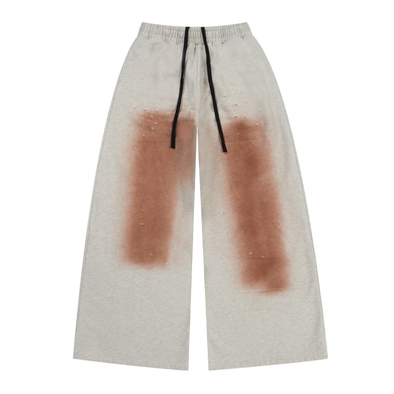 Custom Spray Dyed Distressed Wide Leg Sweatpants with Elastic Waist for Streetwear