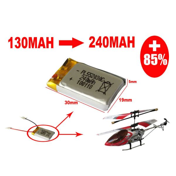 Lithium Ion Battery Lipo 552030 3.7V 240mAh 300mAh 280mAh Battery Rechargeable OEM Capacity Polymer Lithium Battery Light Weight