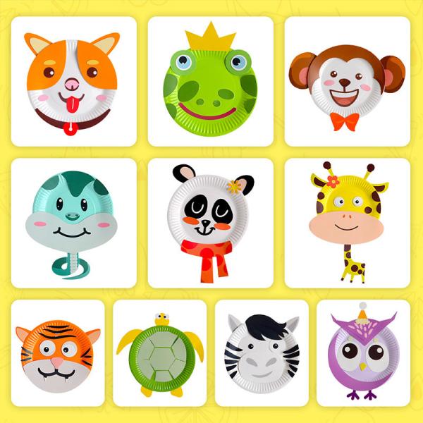 Artibetter Paper Plate Craft Kit Animal 10Pcs DIY Preschool Learning Toys