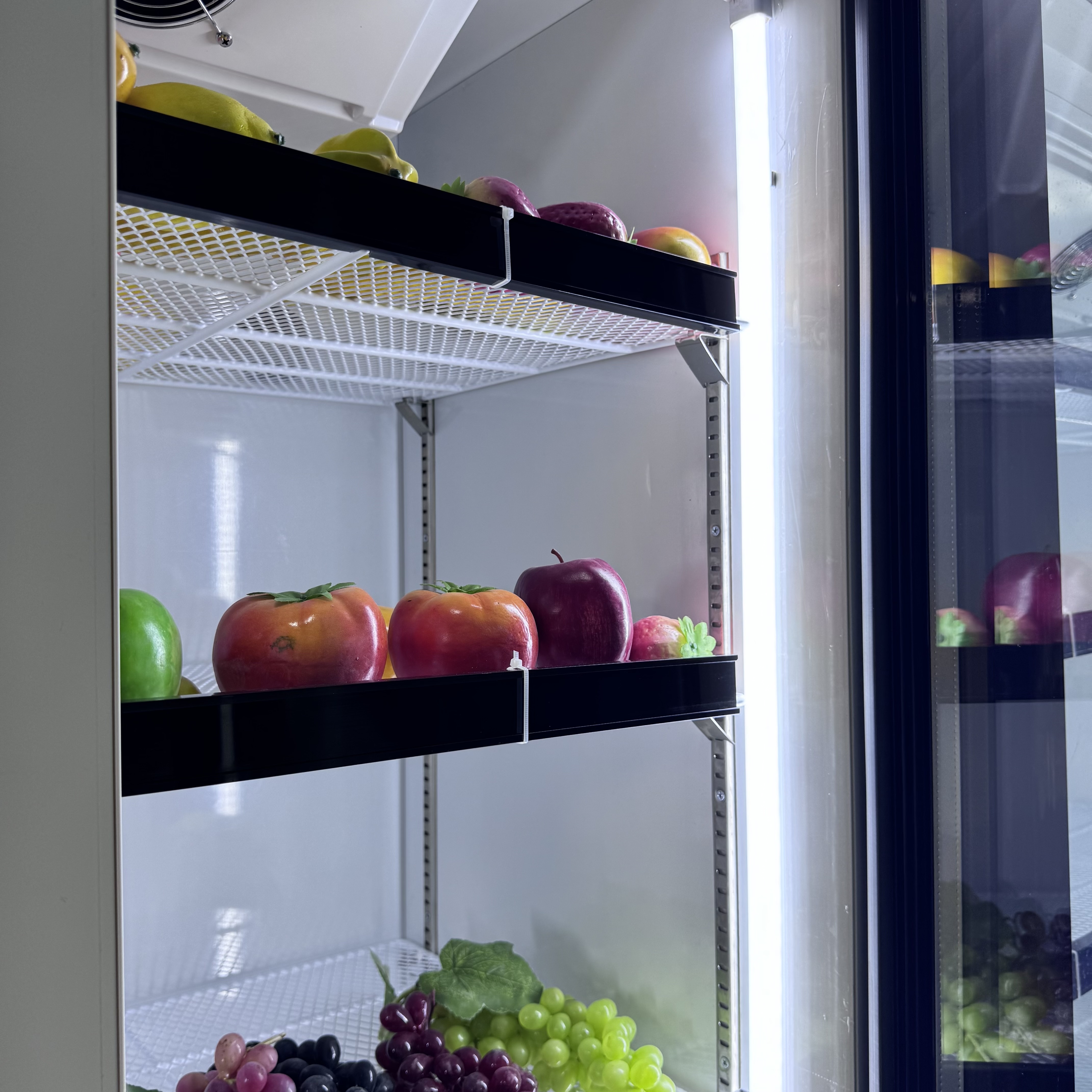 Double Door Upright Display Cooler with Tempered Glass Door Brand Compressor and Digital Control