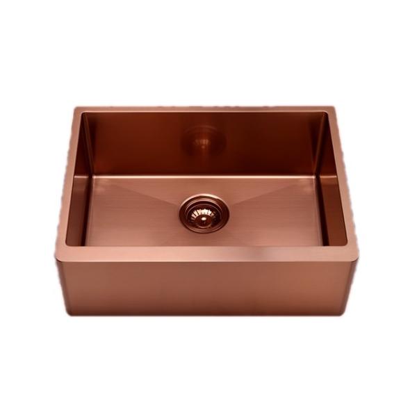 R10 / R15 PVD Rose Gold Apron Single Stainless Steel Sinks Undermount Installation Type