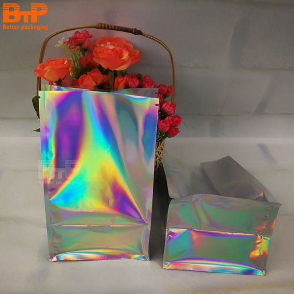 Customized Brand Logo Aluminum Foil Packaging Bag Holographic Laser Packaging Pouch Bag with Zipper Package