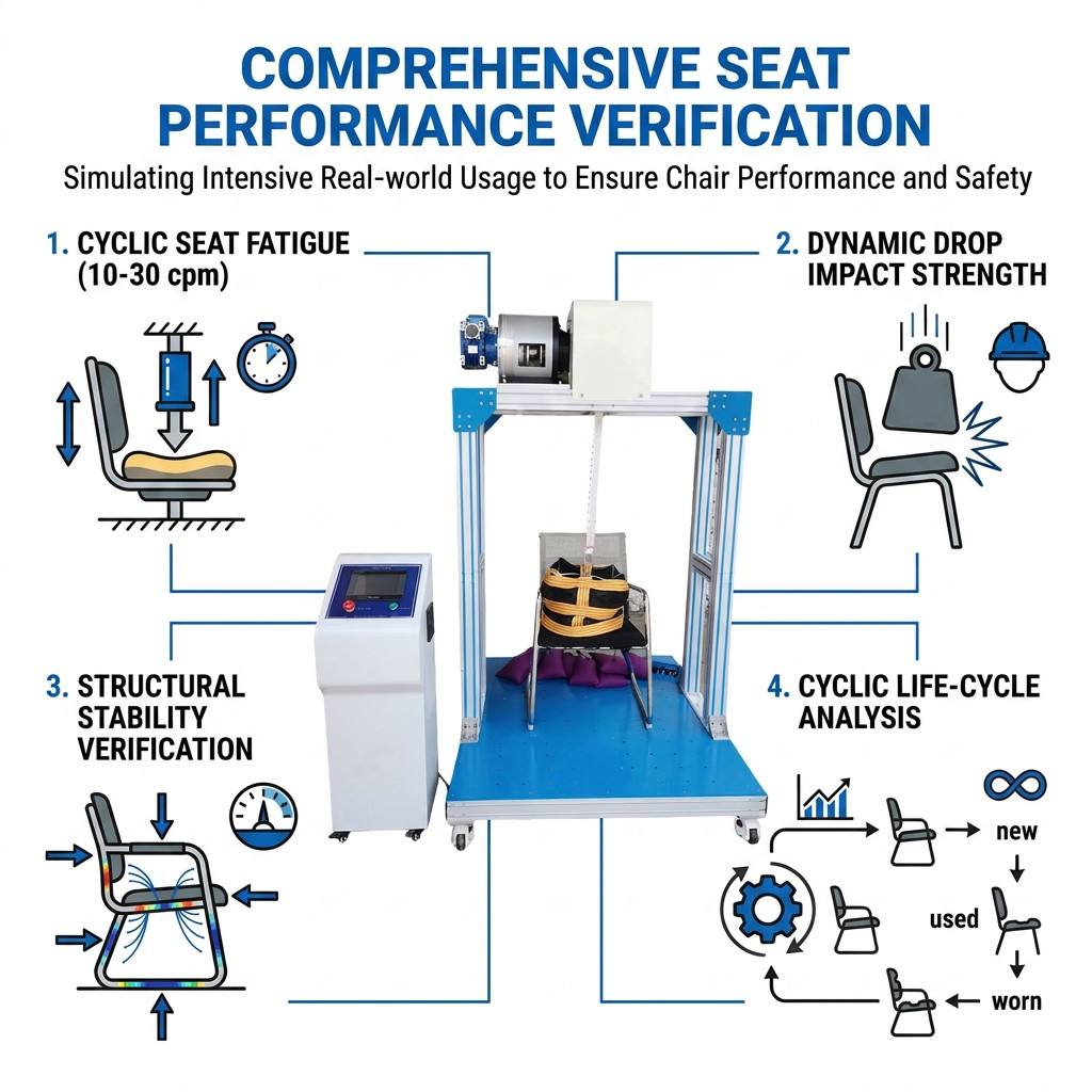 Swivel Leather Mesh Chair Seat Cushion Impact Fatigue Testing Machine Simulate Human Sitting Pounding Load