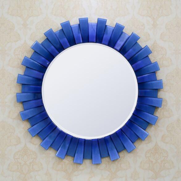 Blue Ffamed Glass Venetian Mirror Living Room 3d Wall Mirror Rectangle
