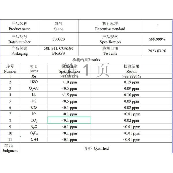 Factory Supply High Purity Best Price Xenon Cylinder Bottle  Gas Xenon