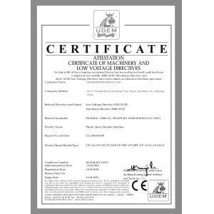 WENZHOU YESHINE MACHINERY CO.,LTD Certifications