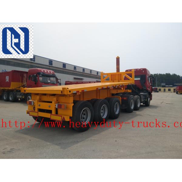 Flatbed Transport Semi Trailer Trucks 2 Axle Four Double Container Trailer