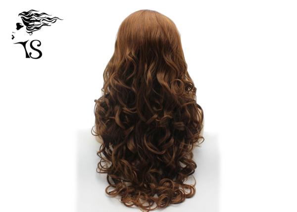 Dark Brown Synthetic Long Curly Lace Front Wigs , Colored Synthetic Wigs No Shedding