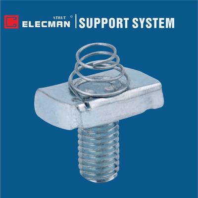 Hot Dipped Galvanized Steel Strut Short Spring Channel Nuts With Stud