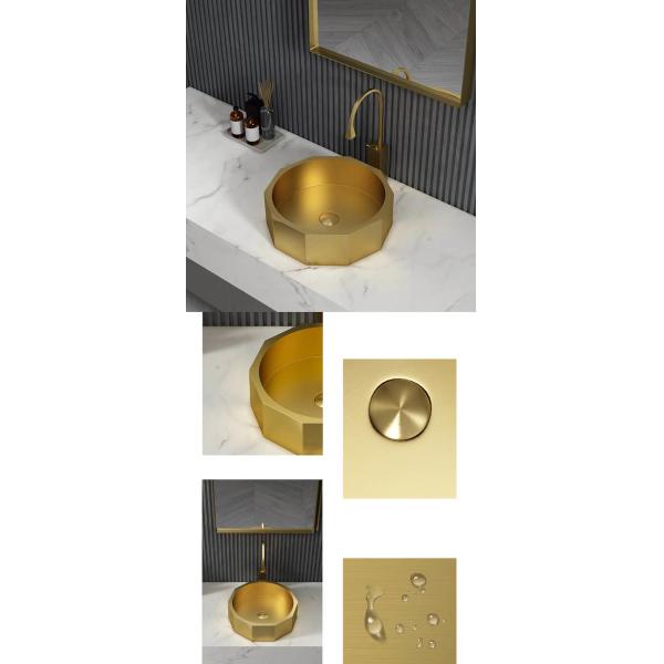 Luxury Stainless Steel Wash Basin , Brushed Gold Vanity Vessel Sink OEM ODM