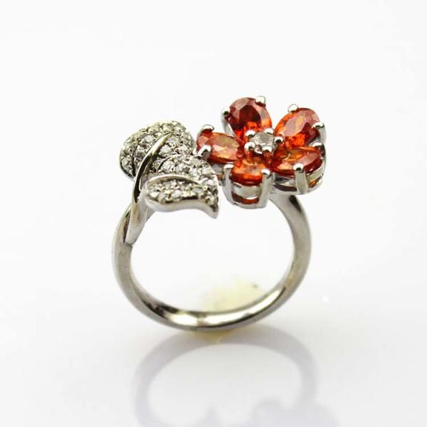 Fashion Jewelry Sterling Silver Ring with Purple and Clear Cubic Zircon (FR003)