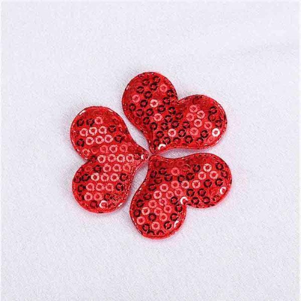 Sparkling Red Padded Hearts Embellishments Applique Crafts For Engagement Parties