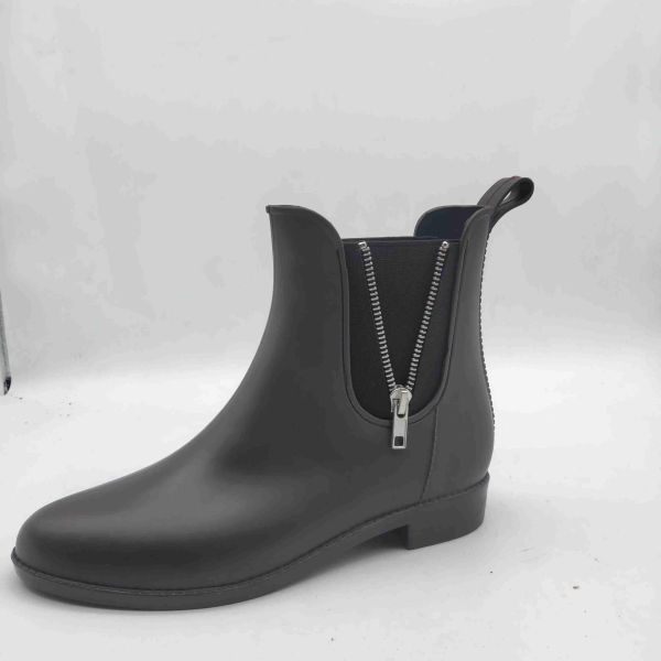 Bottes de pluie pour femmes à ouverture zippée, style cheville, design OEM, antidérapantes