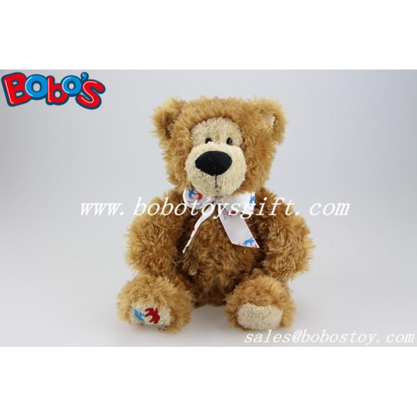 Brown Plush Customized Heartkids Teddy Bear Animal With Custom Printing Logo Ribbon