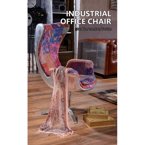 Nidea #8838 Industrial Style Single Egg Chair Red Wine  Bar New Office Living Room Bedroom Aluminum Leather Rivet Swivel Adjustable