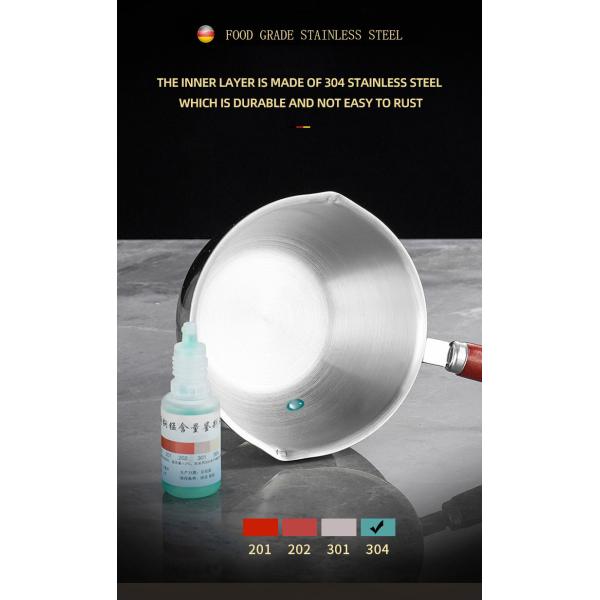 New Arrival Cooking Pot 18/8 Stainless Steel Frying Egg Pot Pan Cooking Pan Spilled Oil Pot With Wooden Handle