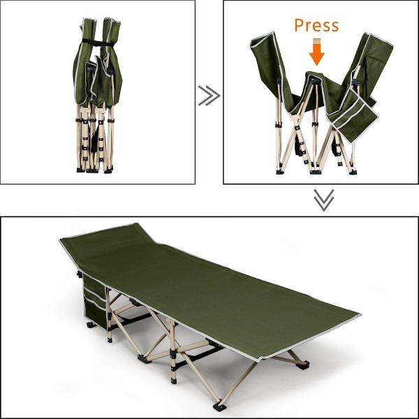 Folding Camping Cot, Portable Foldable Military Cot, Canvas Sleeping Bed, Outdoor Comfortable Lightweight Camp Bed