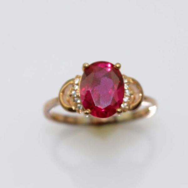 Rose Gold Plated Jewelry 7x9mm Oval Pink Cubic Zircon Silver Ring(R243)