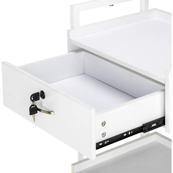 Roydom Contemporary White Kitchen Storage Cart Island With Drawers