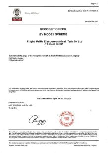 Ningbo WeiWo Electromechanical Tech Co.,Ltd. Сертификации