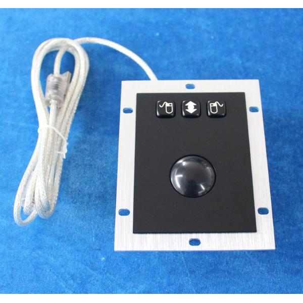 IP68 black titanium rear panel mount optical trackball with 3 mouse buttons