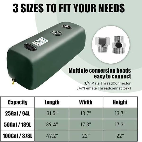 sustainable Hot Selling Large Capacity 1000-Liter Portable Green PVC Water Storage Bladder Foldable Outdoor Camping Furniture Water Tank Use