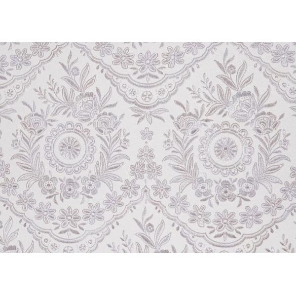 Embossed Retro Vintage Wallpaper Symmetrical Floral Pattern for Living Room