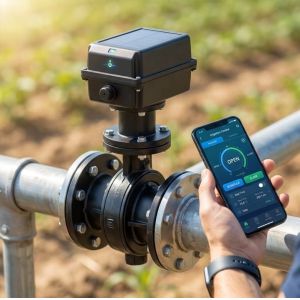 4G Smart Solar Powered Butterfly Valve, Wireless App Control Large Diameter Irrigation Valve for Agriculture