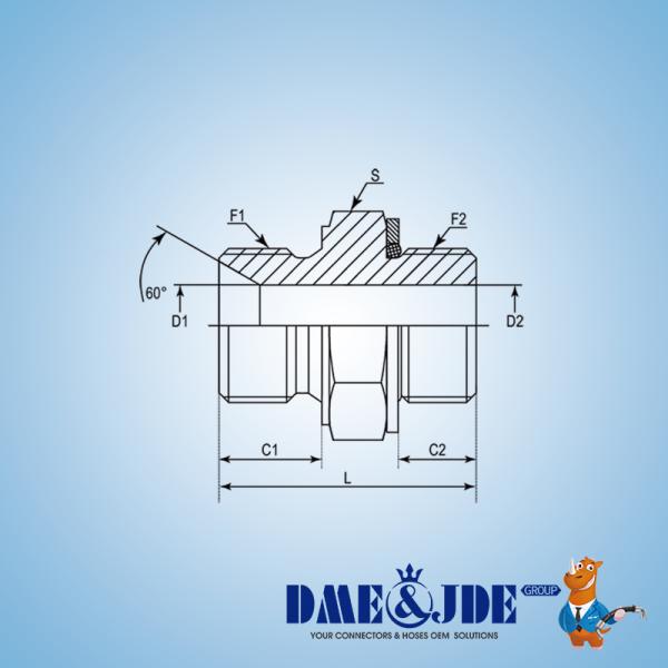 BSPP Male 60° BSPP Male O Ring Retaining Ring Hydraulic Hose Adaptors Straight Connector DABPM106Q