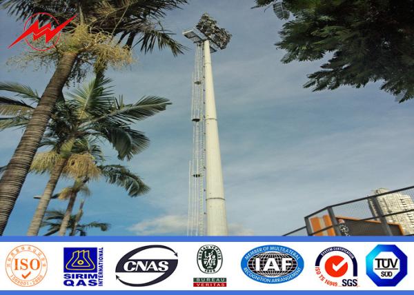 15m Powder Coated High Mast Outdoor Lamp Pole For Park Lighting Fixed Ladder