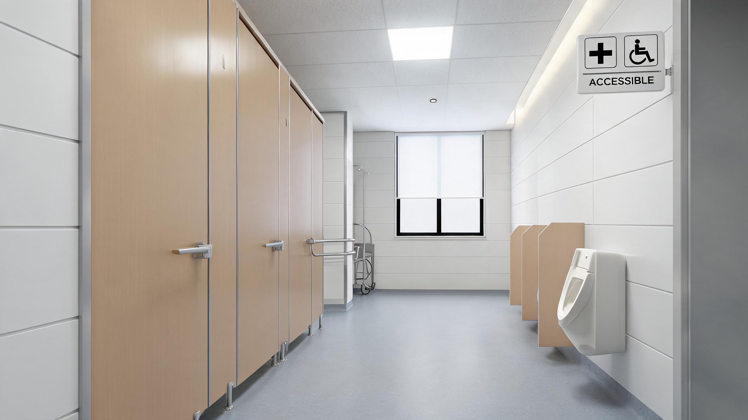 Custom Phenolic Toilet Partitions for Factory｜Public Restroom Partition System