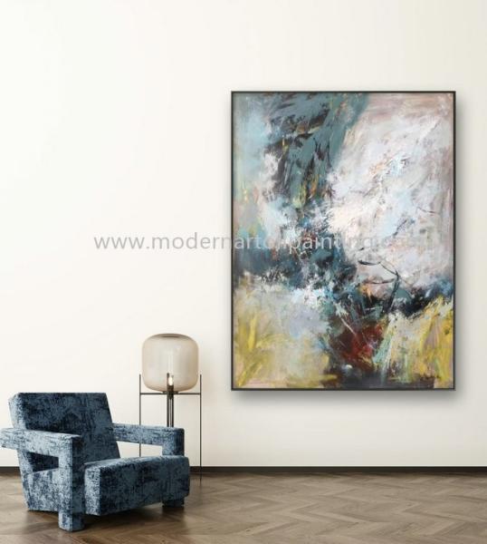 Interior Cold Abstraction Paintings 36 X 48 Inches Large Abstract Canvas Wall Art Painting