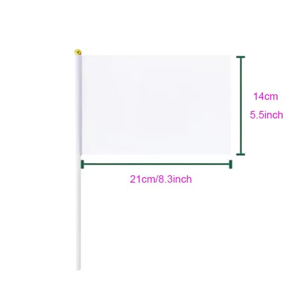 Custom Sublimated Flags Double Sided White Polyester Sublimation Hand Flag Blanks