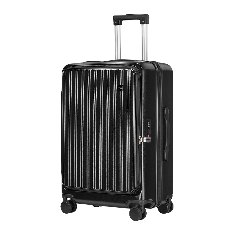 Hot Selling Unisex PC Aluminum Rod Front-Open Carry-On Luggage Set Outdoor Travel Bags Spinner Caster Explosion-Proof Zipper ABS