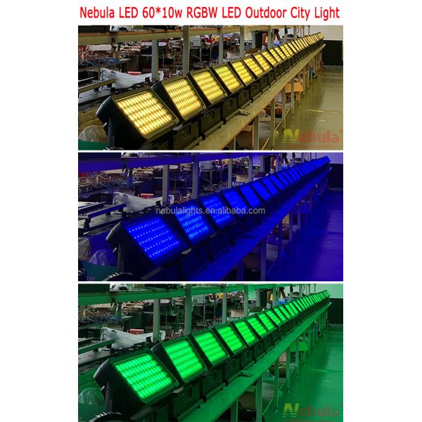 Outdoor 60x10W LED IP65 RGBW Wall Wash Washer Stage Flood Architecture Building City Color Light