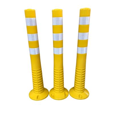 CE 1.1kgs Certificate Logo Post Yellow Reflective Traffic Bollard 100% PU Road Flexible Spring Warning Barrier Post