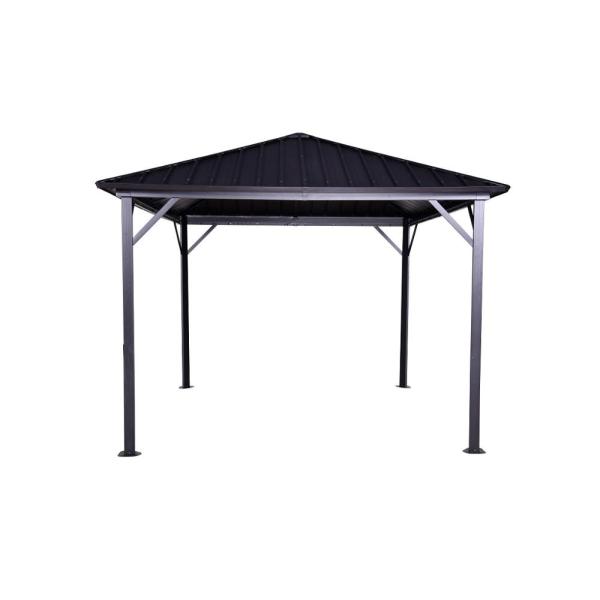 Polyester Sail Double-Roof Metal Gazebo with Arched Rib in Classic Design