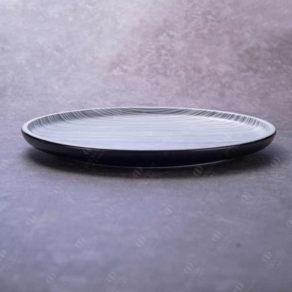 OEM ODM White And Black Line Round Ceramic Dinner Plate