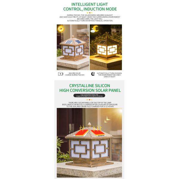 Column Bright Led Square Post Solar Lights Outdoor Commercial Lamp 6V 9W